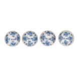 FOUR BLUE AND WHITE PORCELAIN PLATES, China, Qing dynasty, 19th century