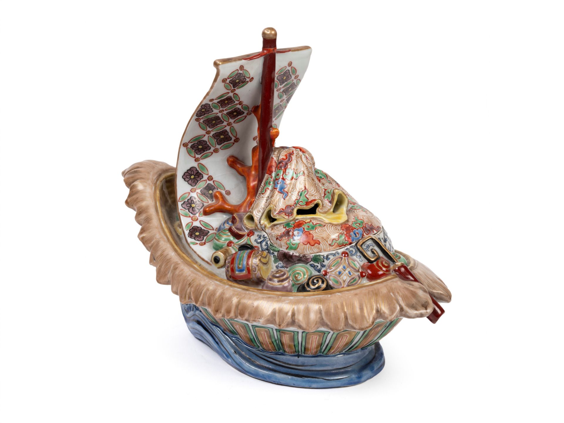 POLYCHROME PORCELAIN BOAT, Japan, Meiji period (1868-1912) - Bild 2 aus 3