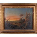 ORIENTALIST PAINTING WITH PYRAMID IN THE BACKGROUND, 19th century