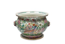 A HUGE FAMILLE ROSE PORCELAIN FISH-BOWL, Samson, 19th century