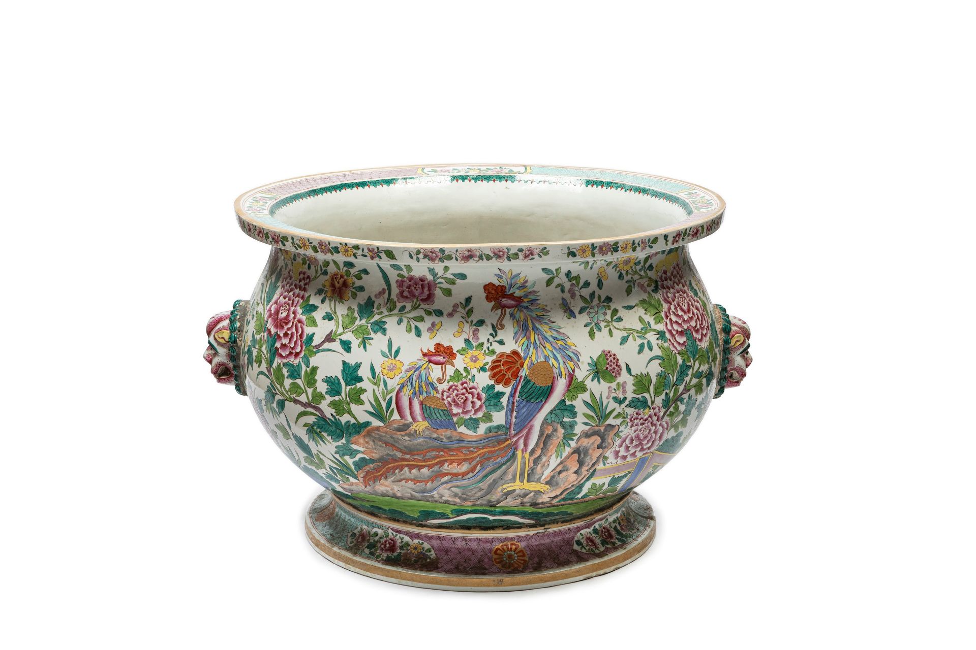 A HUGE FAMILLE ROSE PORCELAIN FISH-BOWL, Samson, 19th century