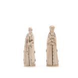 â˜¼TWO IVORY SCULPTURES DEPICTING NOBLEWOMEN, Dieppe School, 19th century