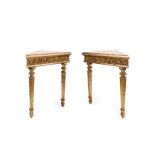 PAIR OF GILTWOOD CONSOLES IN LOUIS XVI STYLE, 19th century
