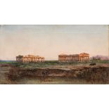 LANDSCAPE DEPICTING THE TEMPLES OF PAESTUM, Italian school, 19th century