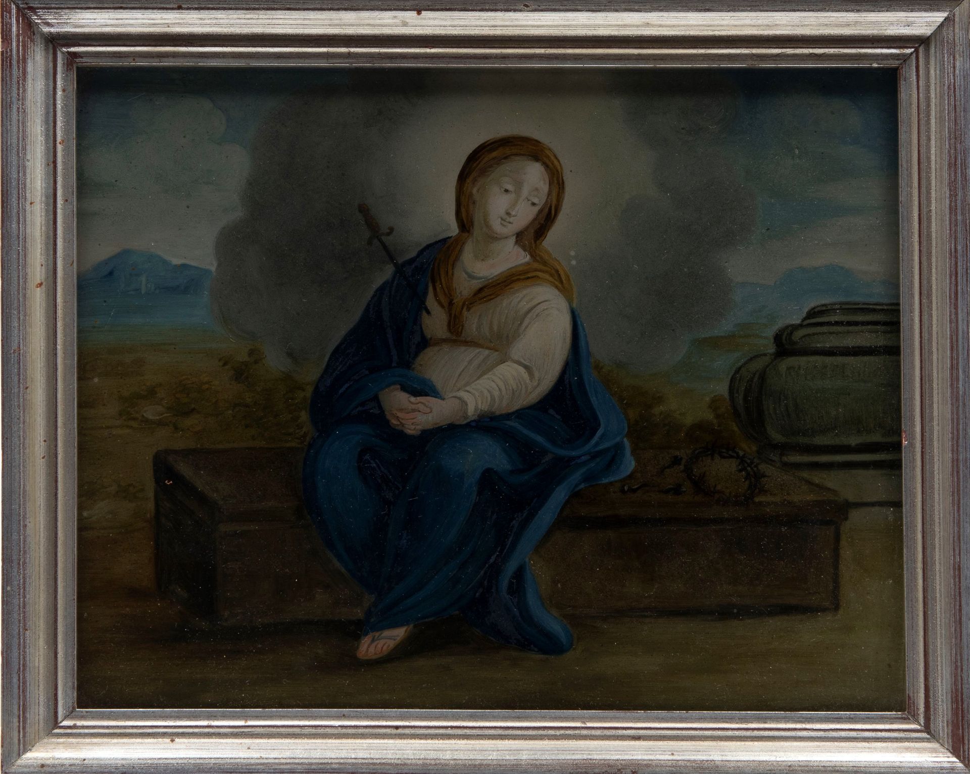 SORROWFUL MADONNA WITH SYMBOLS OF THE PASSION, Italian School, 18th century