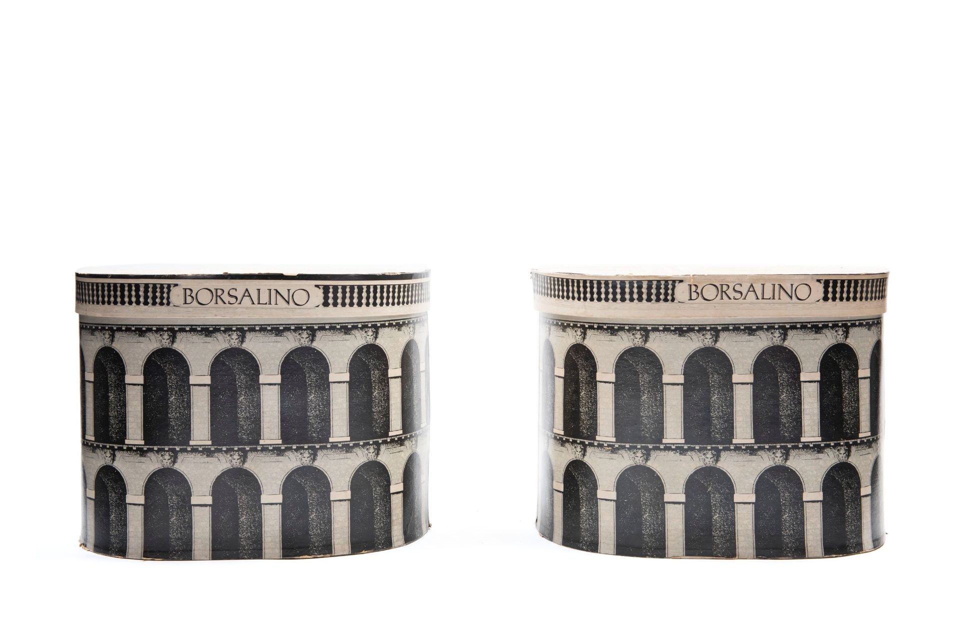 TWO BORSALINO CARDBOARD HAT BOXES, 20th century