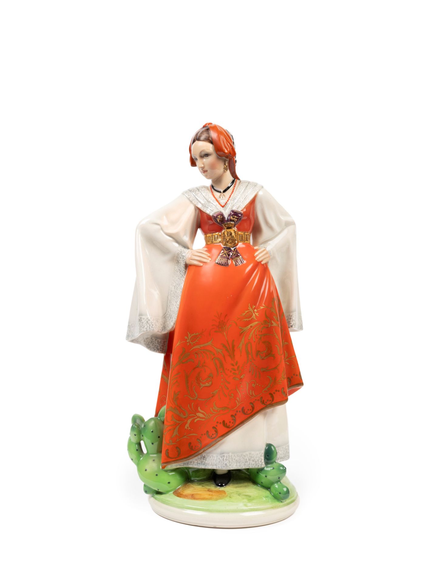 POLYCHROME EARTHENWARE SCULPTURE DEPICTING SICILY â€“ PIANA DEI GRECI, Turin, 20th century