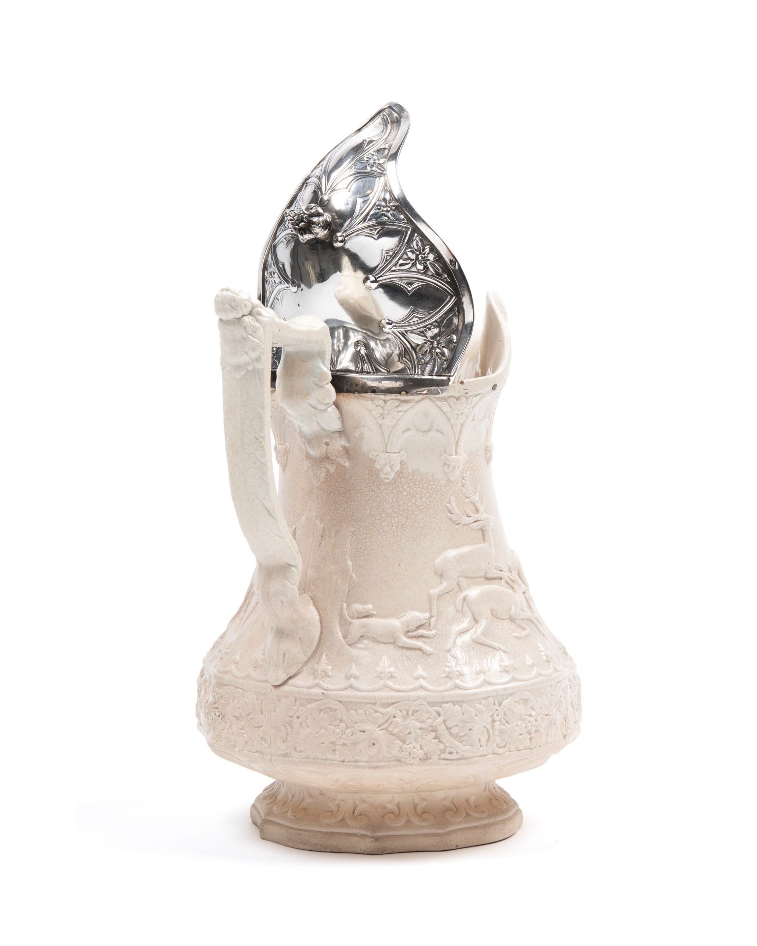 CERAMIC JUG WITH SILVER LID, France, 19th century - Bild 3 aus 4