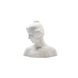BISCUIT SCULPTURE DEPICTING THE BUST OF A YOUNG GIRL, France, early 20th century