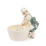 POLYCHROME EARTHENWARE SCULPTURE DEPICTING LITTLE WASHERWOMEN, Turin, 1939