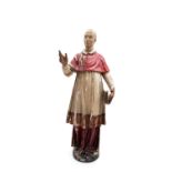 LIFE-SIZE POLYCHROME WOODEN SCULPTURE DEPICTING SAINT CHARLES BORROMEO, 17th century