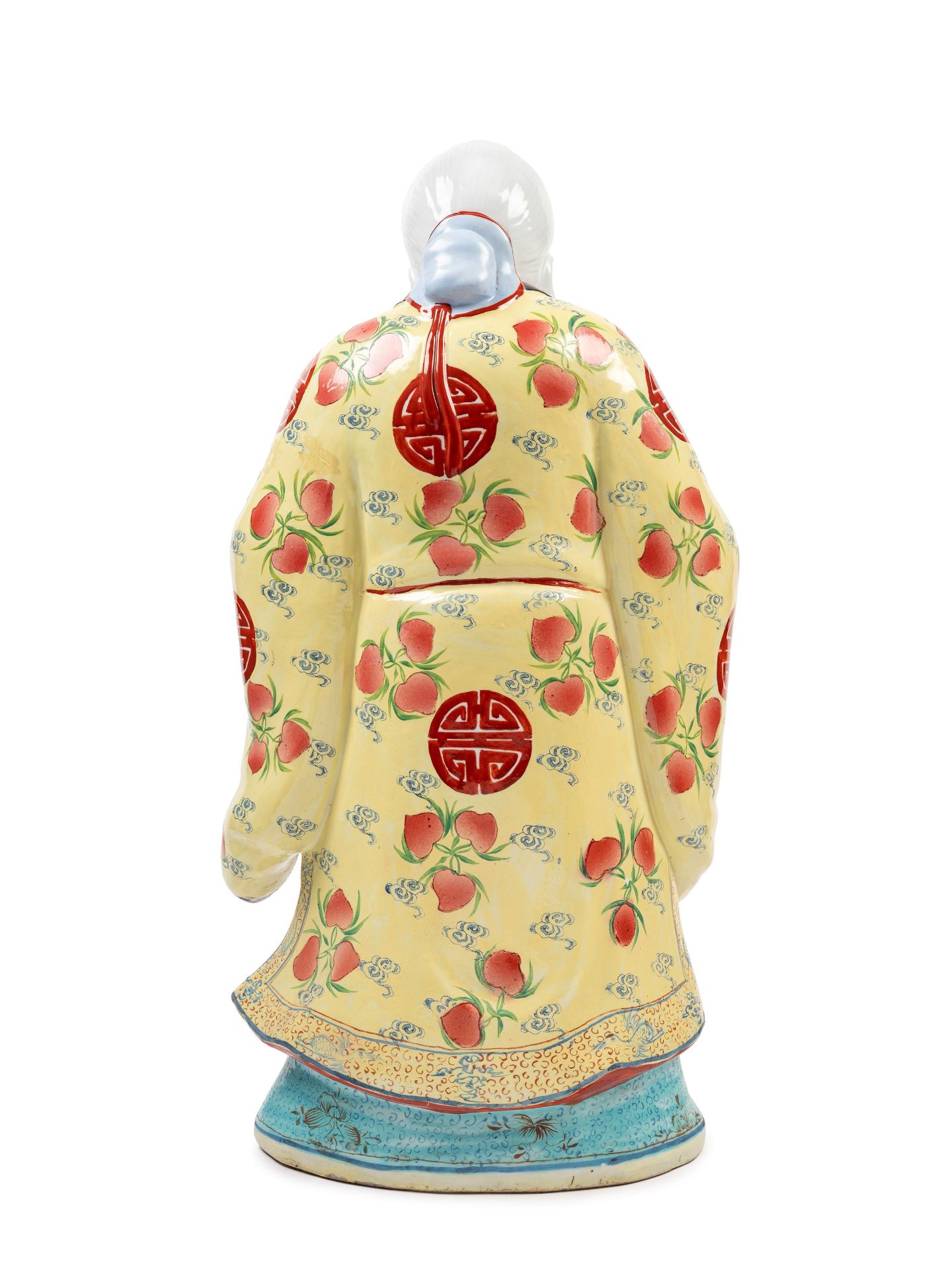 PORCELAIN SCULPTURE DEPICTING A SAGE HOLDING A PEACH, China, 20th century - Bild 3 aus 4