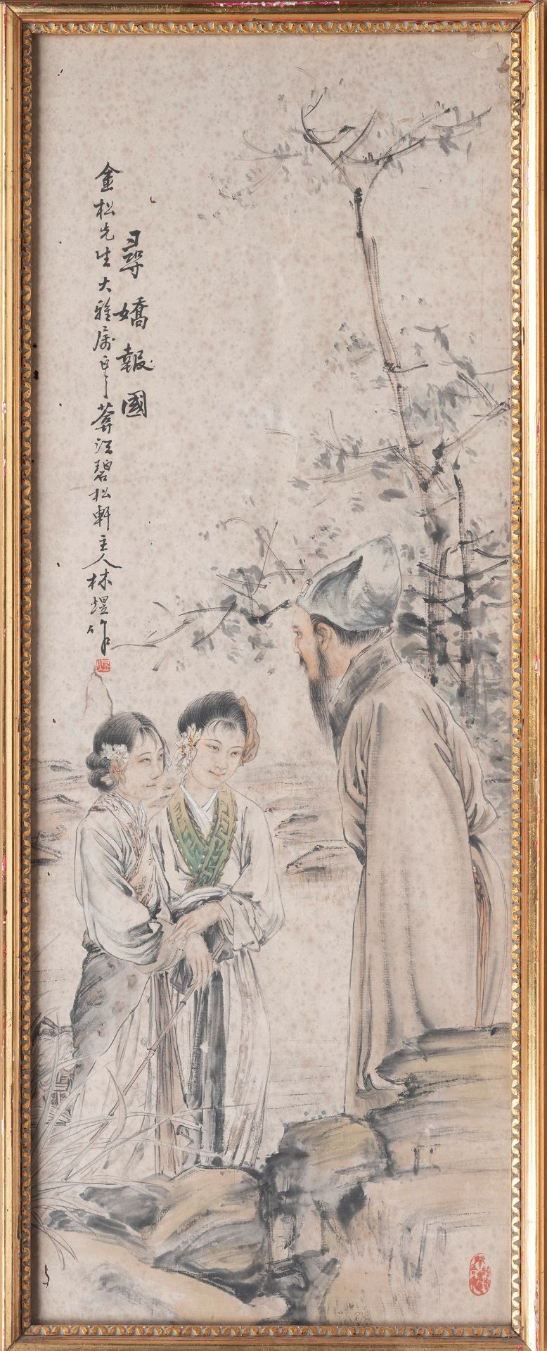 FOUR SCROLL PAINTINGS ON PAPER, China, early 20th century - Bild 2 aus 5