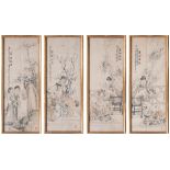 FOUR SCROLL PAINTINGS ON PAPER, China, early 20th century