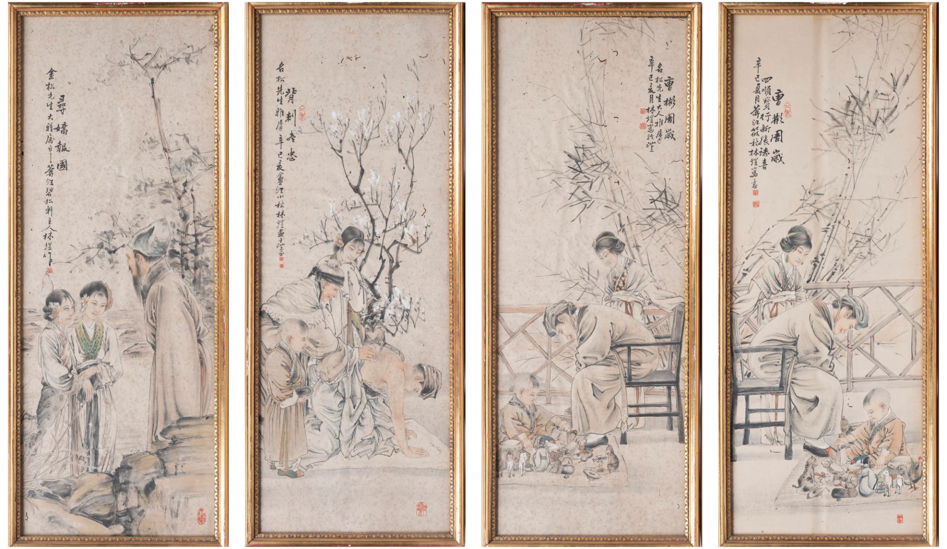 FOUR SCROLL PAINTINGS ON PAPER, China, early 20th century