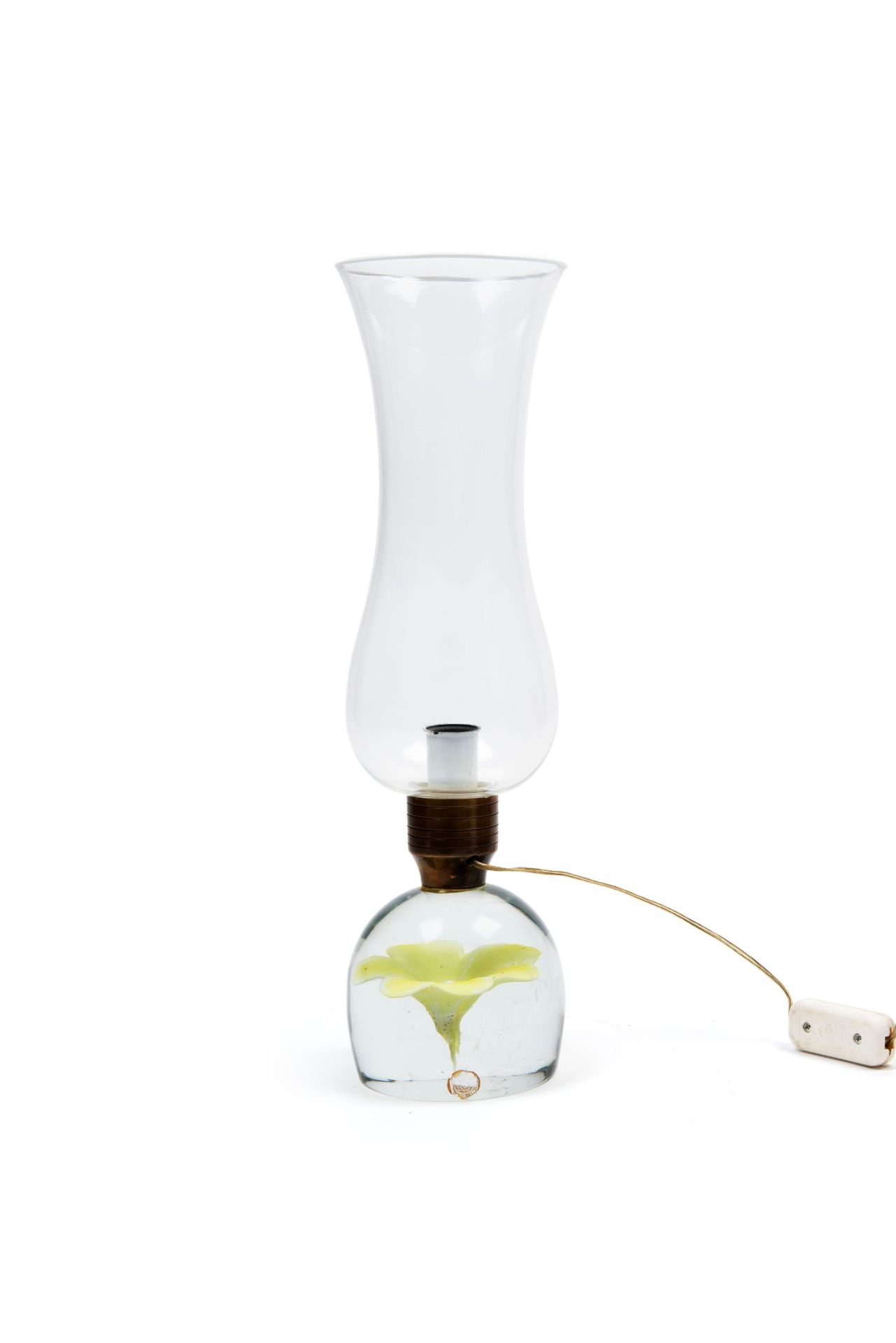 MURANO GLASS TABLE LAMP WITH APPLIED FLOWER, 1960s - Bild 2 aus 3