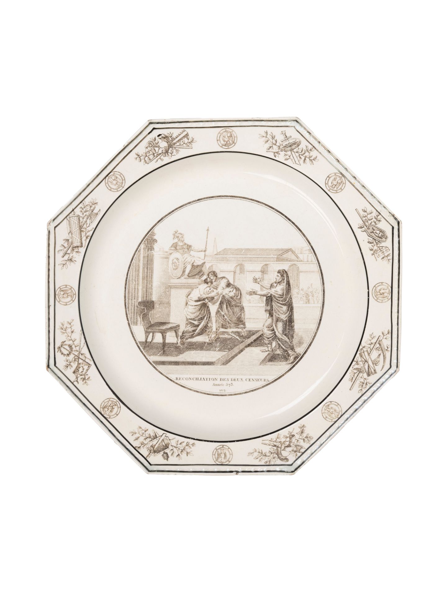 FIFTEEN MAIOLICA SAUCER PLATES WITH VIEWS AND ONE WITH A FLOWER, Montereau Faience, early 20th centu - Bild 6 aus 18