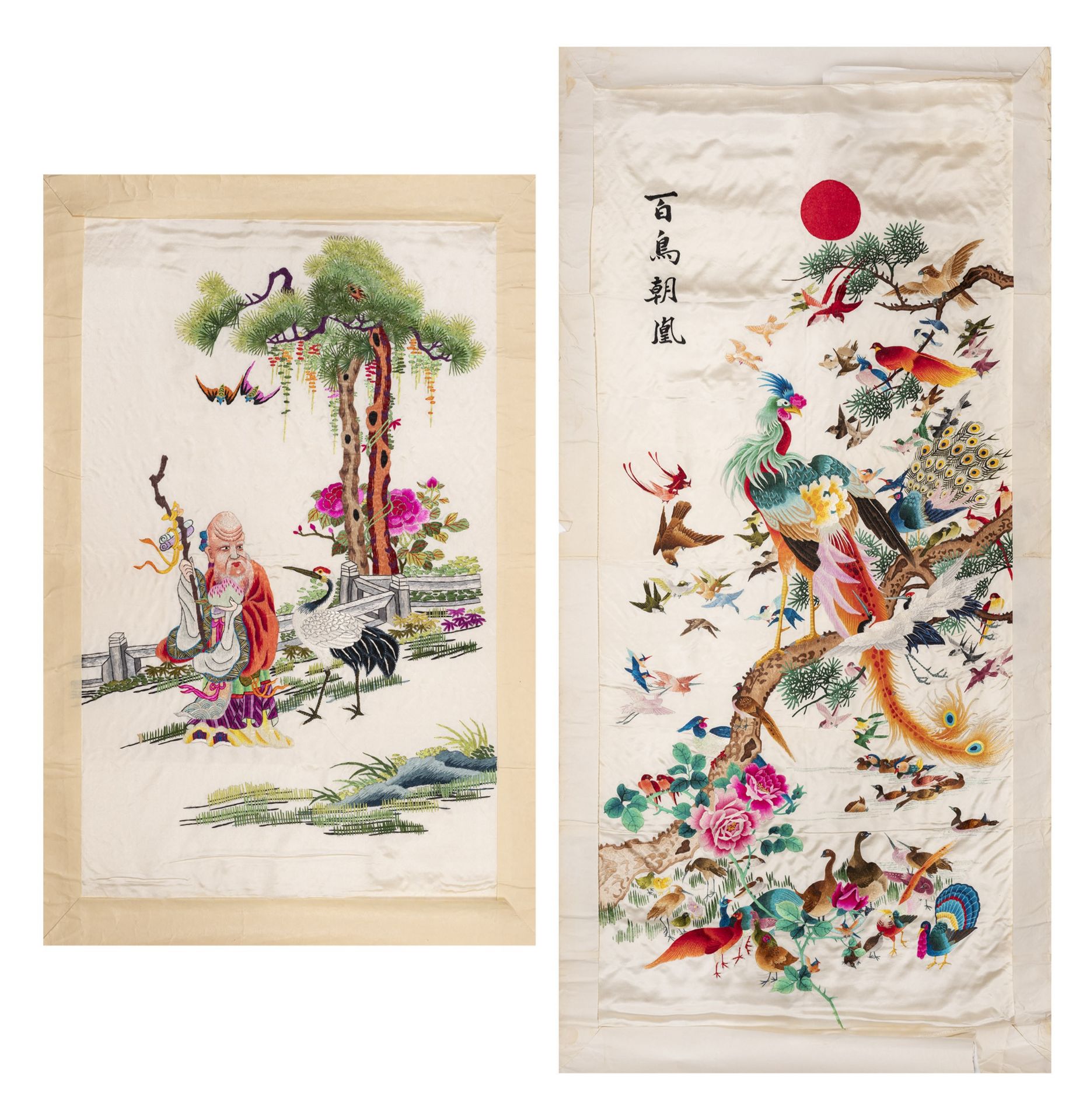 TWO SILK EMBROIDERIES, China, 20th century