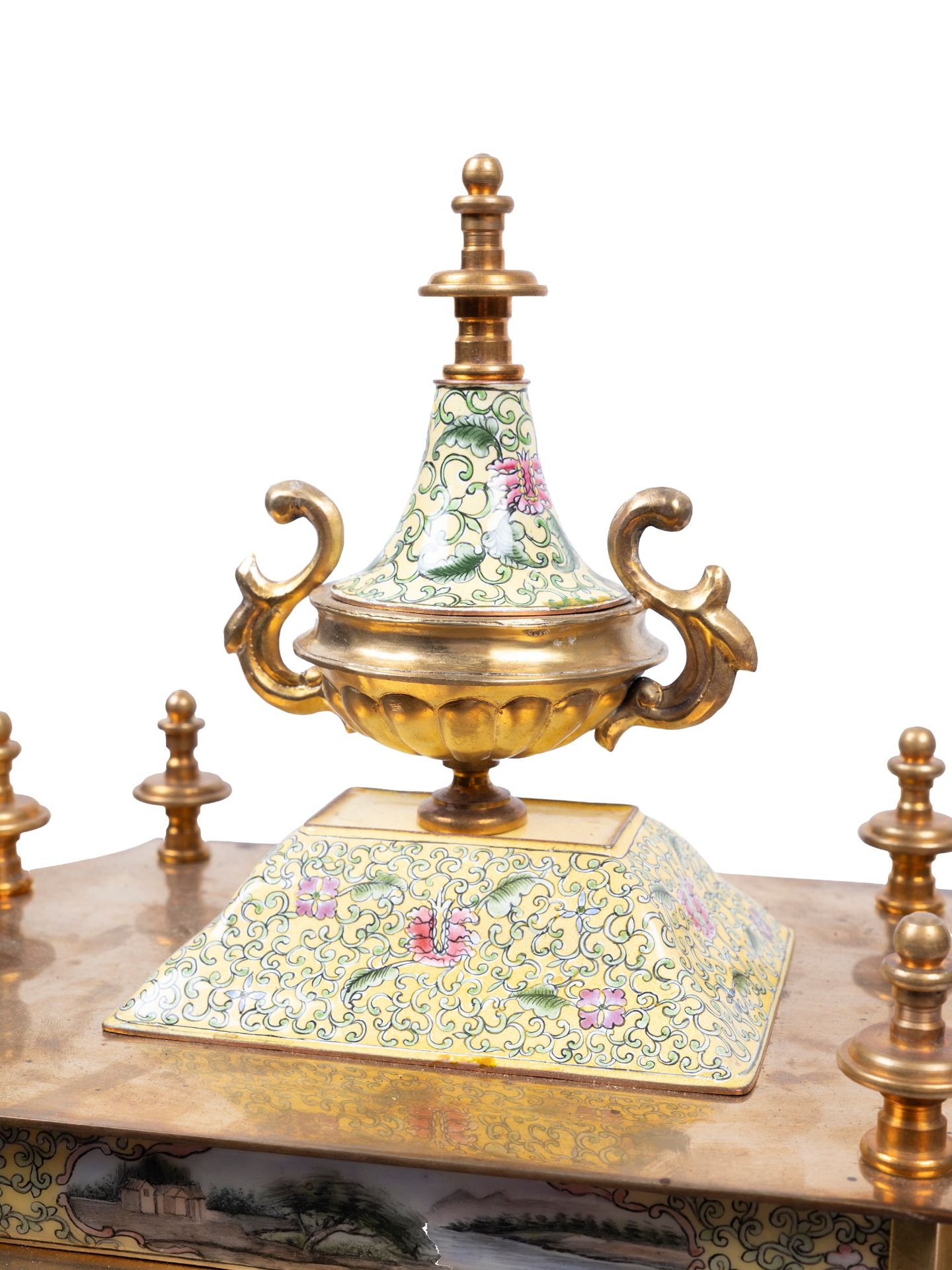 GILT-BRONZE AND ENAMEL CLOCK, France, 19th / 20th century - Bild 2 aus 6