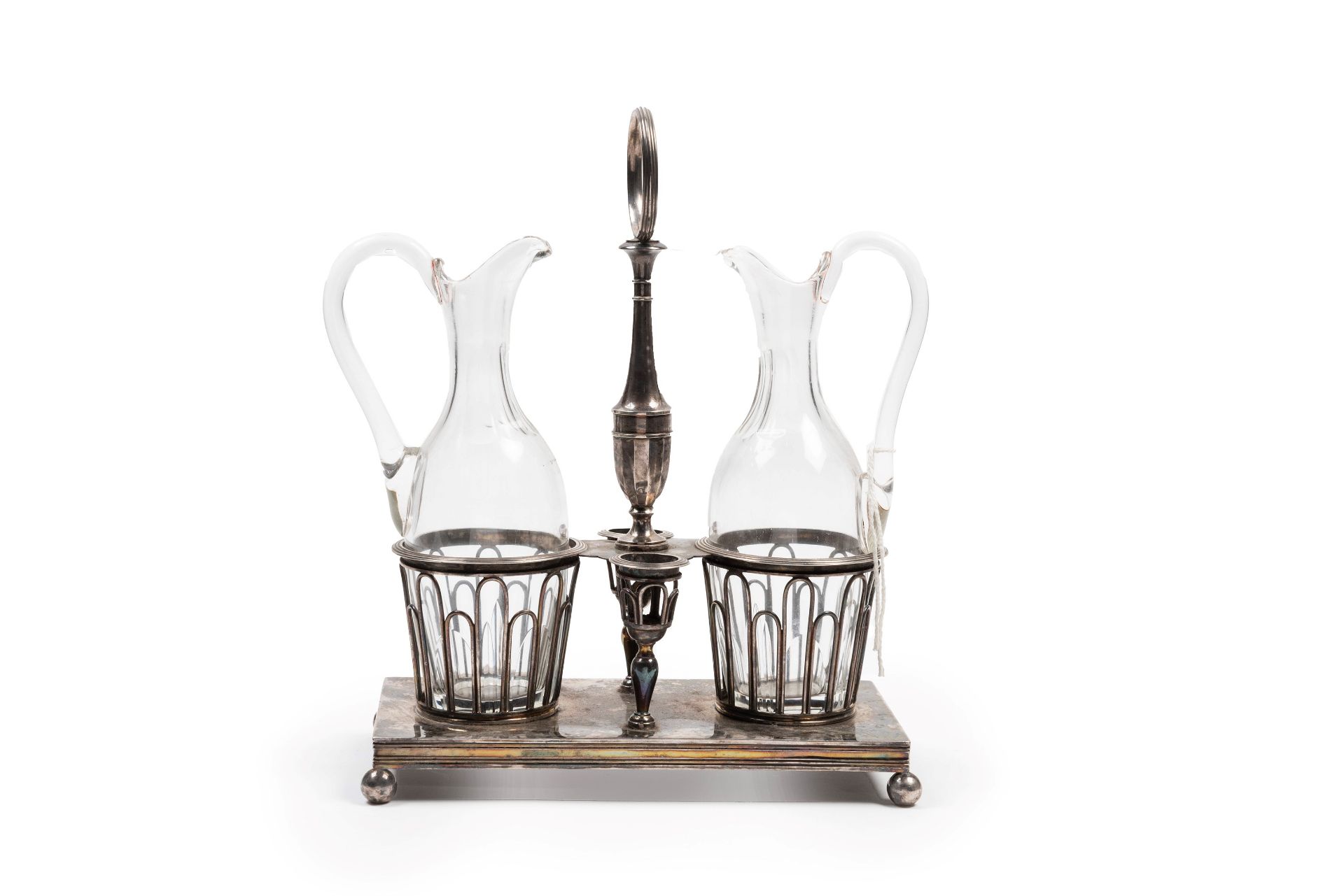 SILVER CRUET SET WITH CRYSTAL BOTTLES, France, 19th century - Bild 2 aus 3