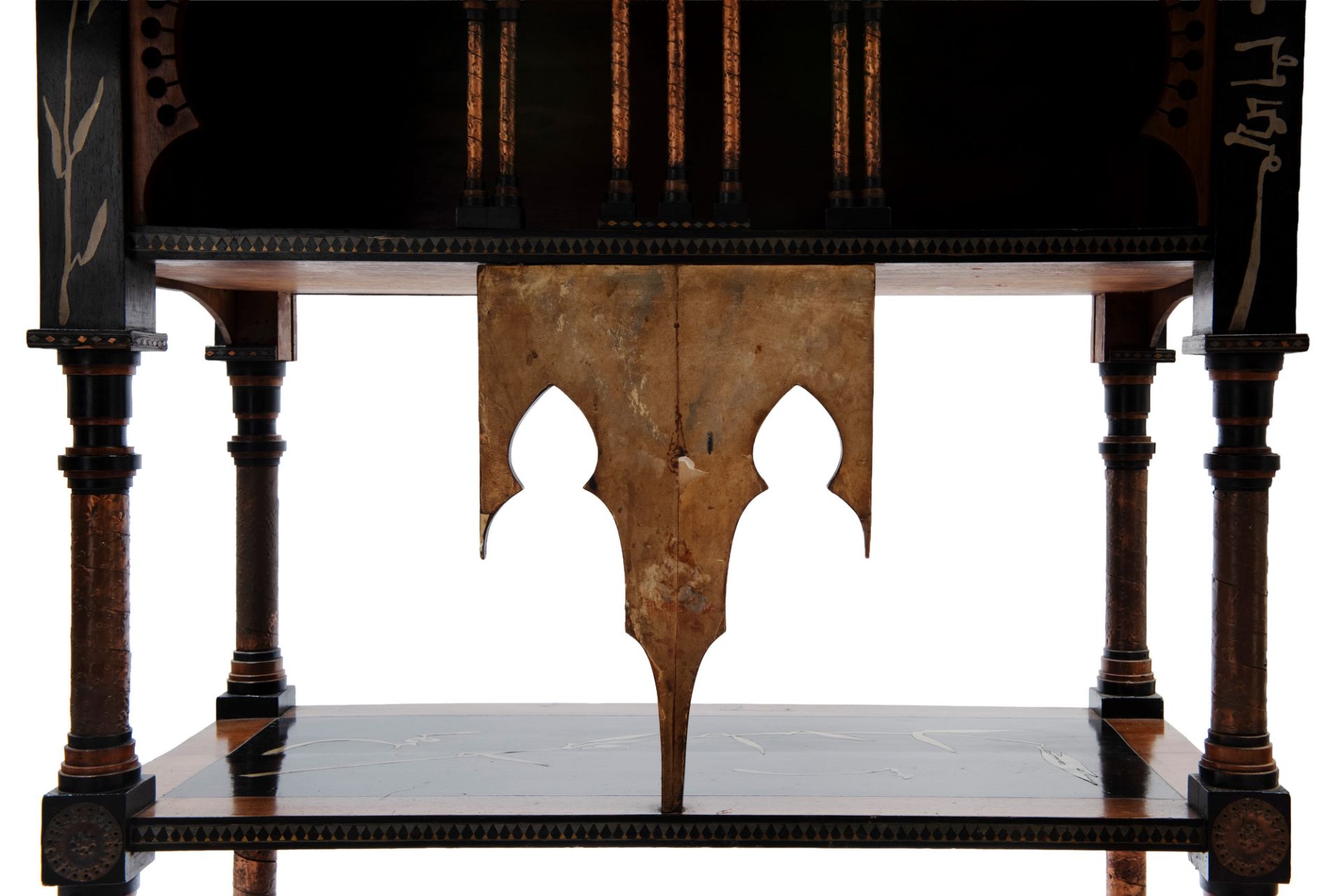 AN IMPORTANT INLAID WOOD AND HAND-PAINTED VELLUM MOSQUÃ‰E CABINET, Around 1900 - Bild 9 aus 10