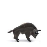 GLASS SCULPTURE DEPICTING A BISON,