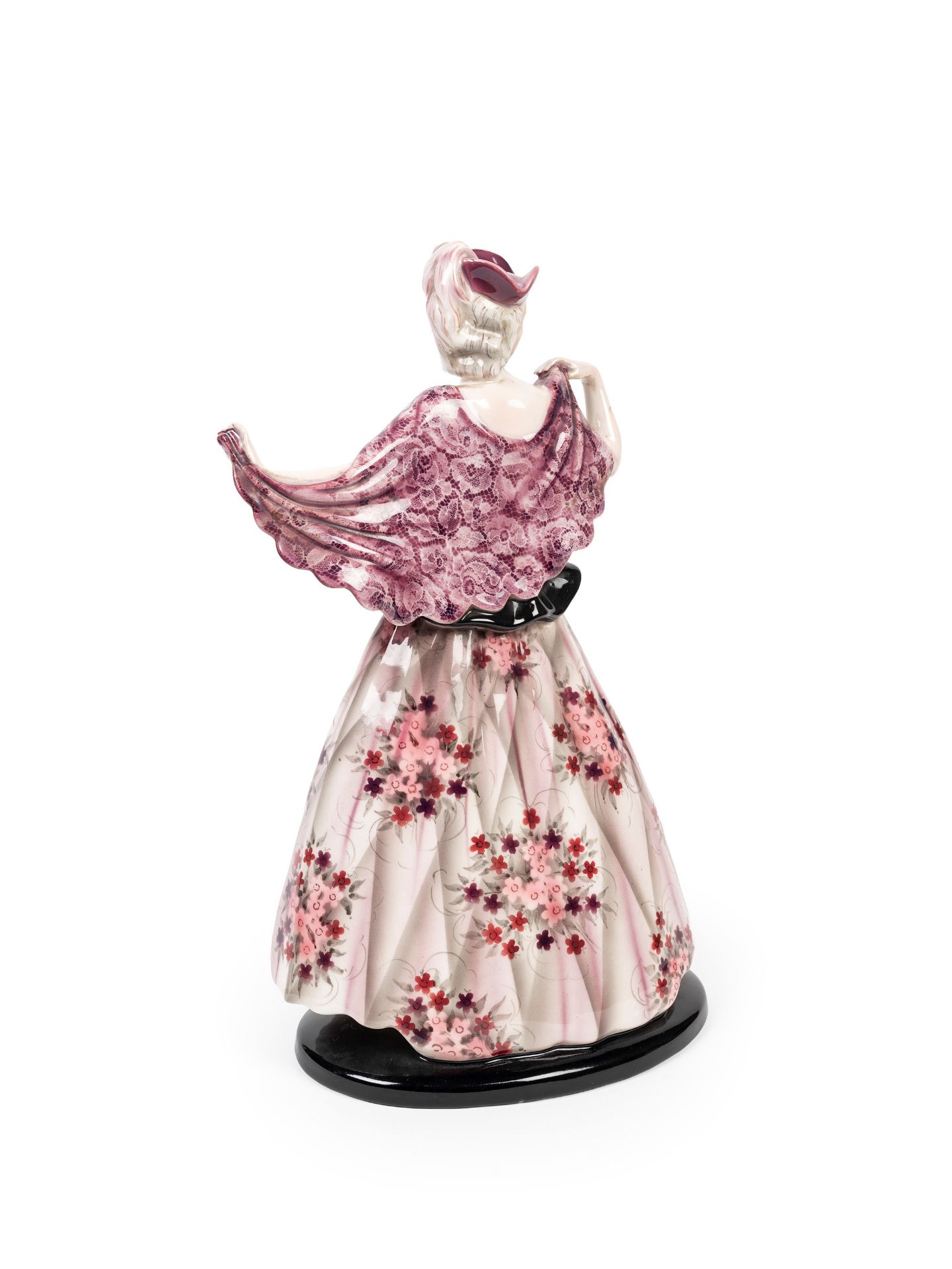 POLYCHROME EARTHENWARE SCULPTURE DEPICTING LITTLE LADY, Turin, 20th century - Bild 2 aus 3