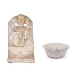 LOT COMPRISING TWO INDIAN ANTIQUE MARBLE SCULPTURES,