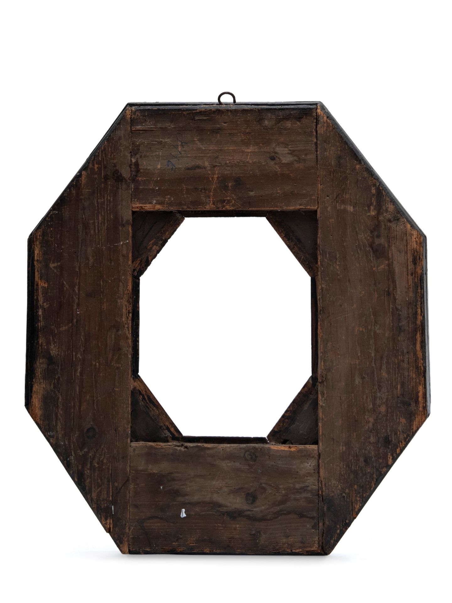 OCTAGONAL EBONIZED WOODEN FRAME WITH GUILLOCHE PATTERN, Central Europe, 17th century - Bild 2 aus 2