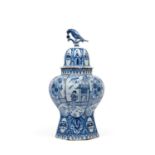 A BLUE AND WHITE PORCELAIN VASE WITH COVER, Delft, 18th century