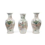 THREE FAMILLE ROSE PORCELAIN VASES, China, 20th century