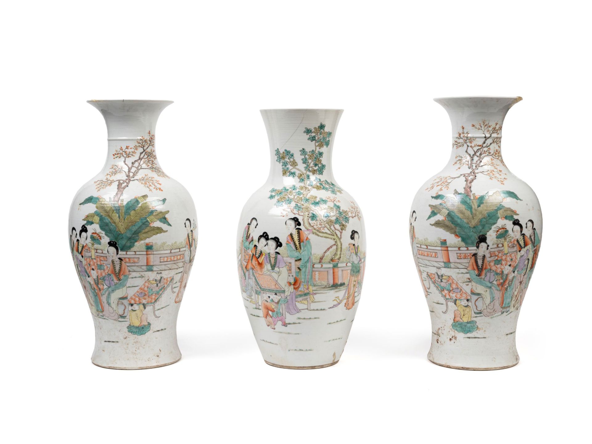 THREE FAMILLE ROSE PORCELAIN VASES, China, 20th century