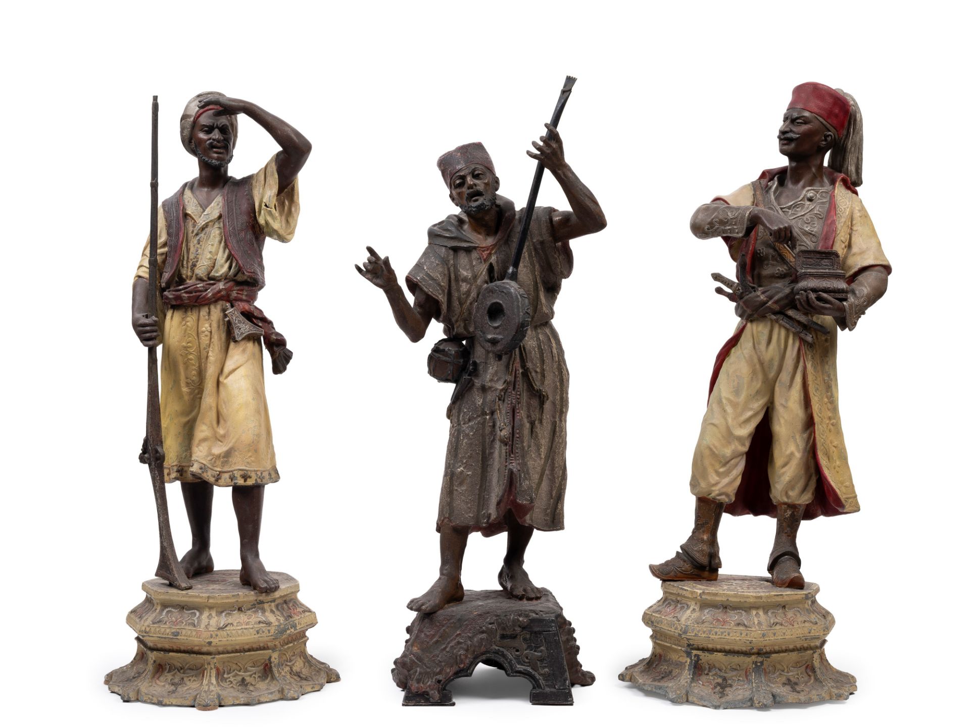 THREE ORIENTALIST METAL SCULPTURES DEPICTING MALE FIGURES, Vienna, 19th century