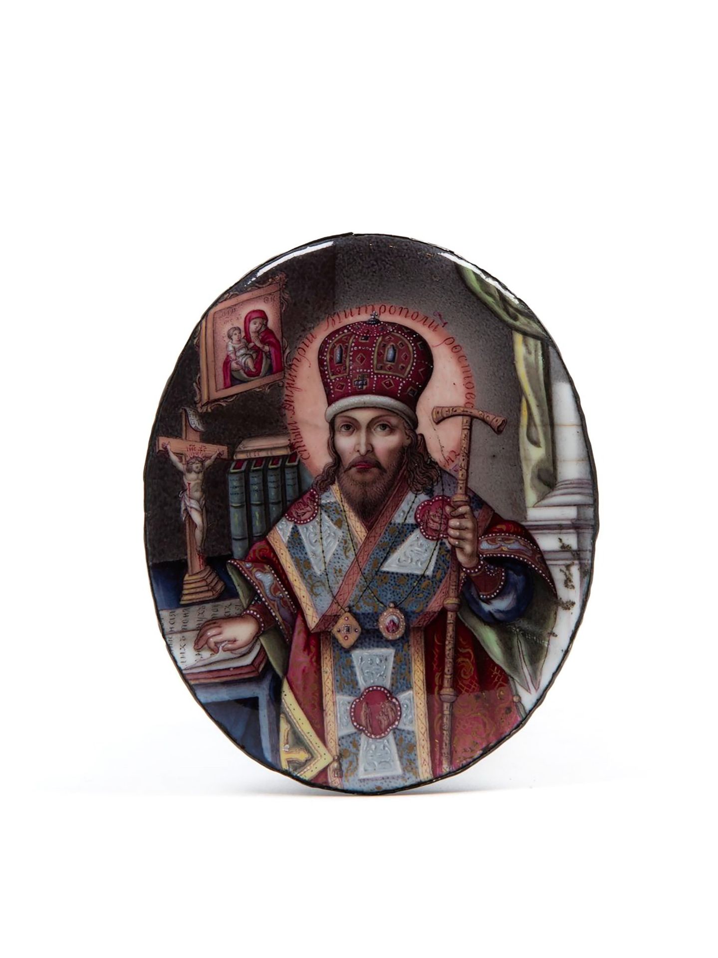 SILVER AND ENAMEL PLAQUE DEPICTING SAINT DEMETRIUS, Russia, 19th century