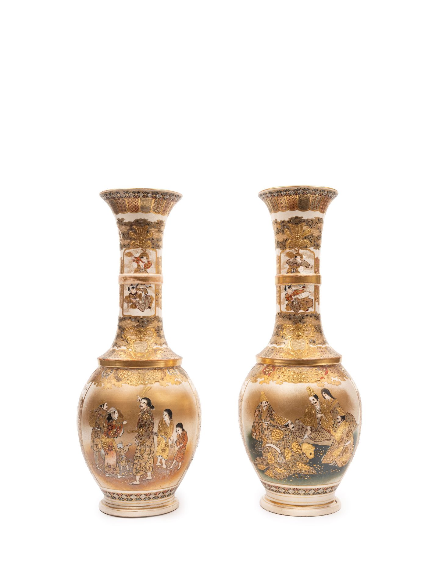 A PAIR OF SATSUMA VASES, Japan, Meiji period (1868-1912)