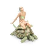 POLYCHROME EARTHENWARE SCULPTURE DEPICTING MERMAID MOTHER, Turin, c. 1930