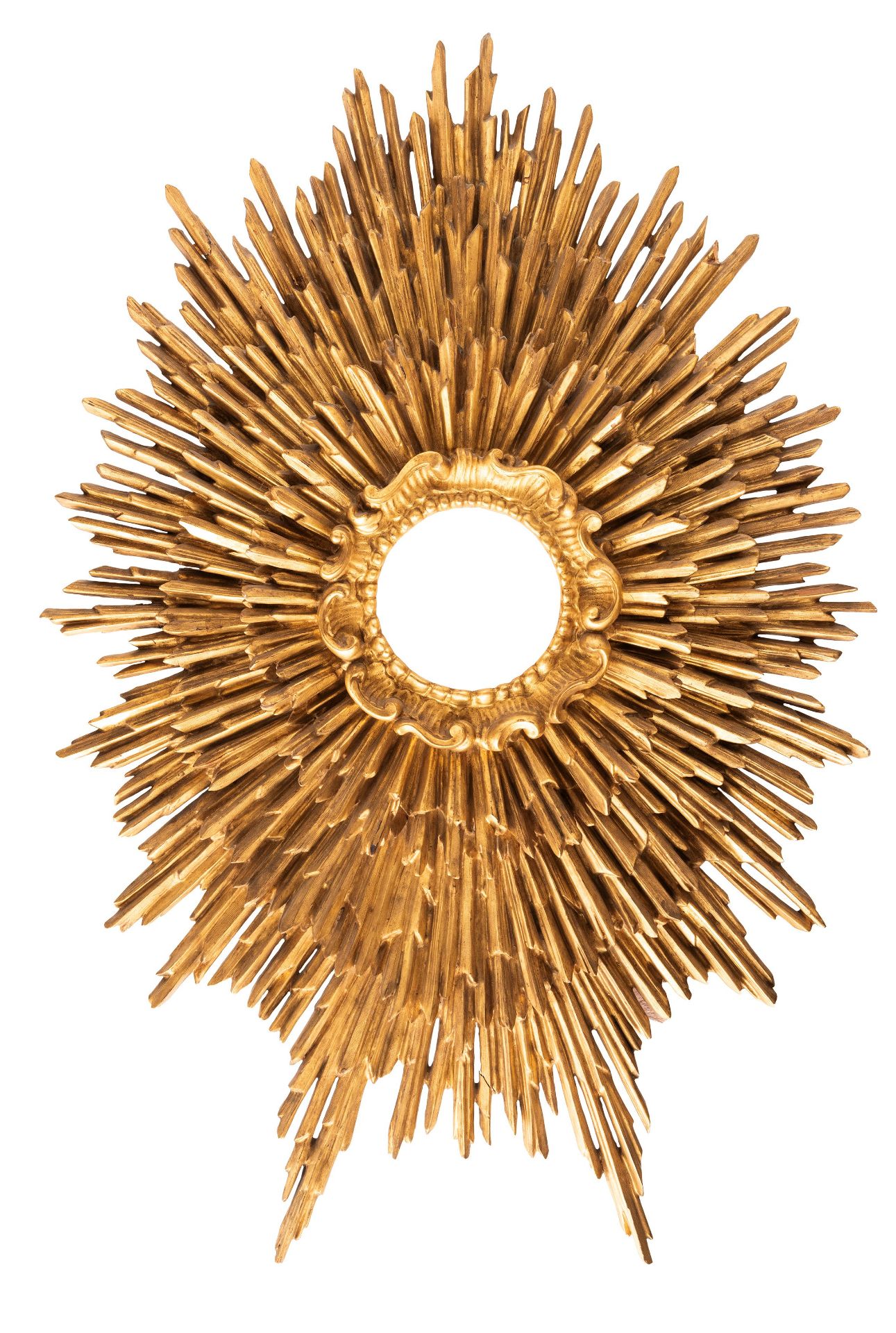 SUNBURST CARVED AND GILDED WOODEN FRAME, 19th century