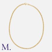 A Gold Chain Necklace in 18k yellow gold, comprising a series of interlocking belcher links.