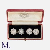 A Pair of Antique Paste Cufflinks in silver with yellow metal spacers. With antique cufflink box.