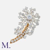 Attr. Oscar Heyman, A Diamond Flower Brooch, in 18k yellow gold and platinum, the floral form set