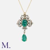 An Emerald and Diamond Pendant Necklace