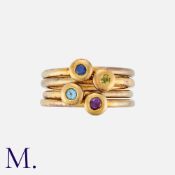 Four Gem-set Stacking Rings