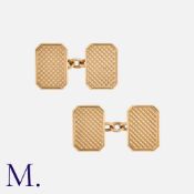 NO RESERVE - A Pair of Octagonal Gold Cufflinks in 9k yellow gold, of octagonal form, engraved