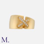 CHAUMET, A 'Liens' Ring in 18k yellow gold, the wide and featuring a diamond set 'stitch' motif.