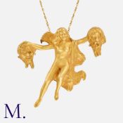 LOUIS OURY. An Important Art Nouveau Pendant and Chain in yellow gold, with the large pendant