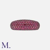 ADLER, A Ruby 'Pour Julia' Ring in 18k white gold, the bombé form comprising five rows of round