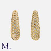 A Pair Of Large Diamond Earrings in 18k yellow gold, of hoop design, each set with five rows of