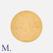 A 1946 Mexican 50 Pesos Gold Coin designed by Emilio del Moral, with the Angel of Independence