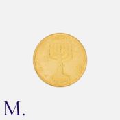 ISRAEL, A Menorah, Jerusalem David's Tower Coin in 18k yellow gold, the obverse featuring a Menorah,