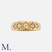 An Old Cut Diamond Five Stone Gypsy Ring in 18k yellow gold, set with five graduated old cut